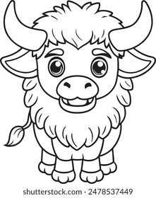 Cute Bison Doodle Coloring Page Character