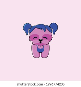 A cute bitch with pigtails hairstyle vector illustration, clipart