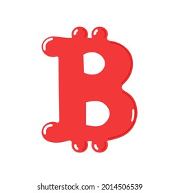 Cute bitcoin character. Vector hand drawn cartoon kawaii character illustration icon. Isolated on white background. Bitcoin concept