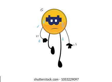 Cute Bitcoin Character. Vector Illustration. Isolated on white background.