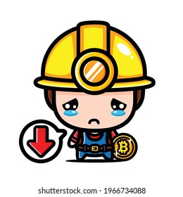 cute bitcoin miner character design