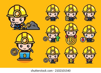 Cute Bitcoin Miner Character Design