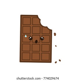 cute bitten chocolate bar vector illustration isolated on white background