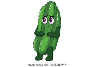 Cute Bitter Gourd Character Design Illustration