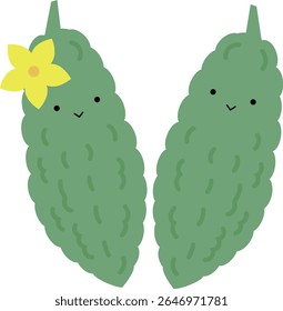 Melão amargo bonito caractere verão vegetal vetor ilustração