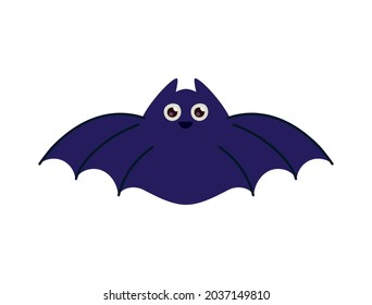cute black bat over white