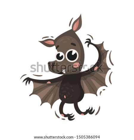 Cute black bat. Vector illustration on a white background.