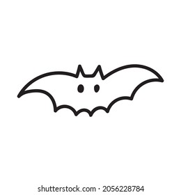 Cute black bats drawn in doodle style. Vector black silhouette illustration isolated on white background. For halloween design, greeting card