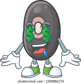 Cute black beans with Money eye cartoon character design
