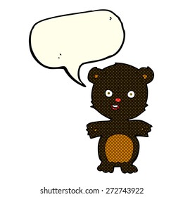 cute black bear cartoon with speech bubble