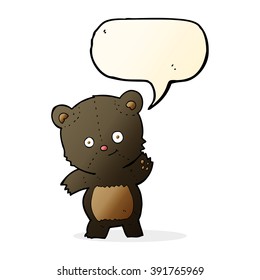 caricatura del oso negro lindo con burbuja de habla