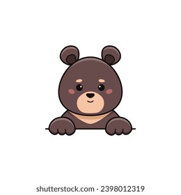 Oso negro lindo al estilo de las caricaturas. Ilustración plana del vector