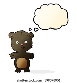 cute black bear cartoon with thought bubble