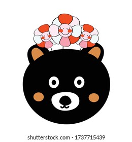 cute black  bear with flower ,spring charactor    vector  cartoon design for art and print  vector eps.10