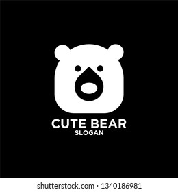 Cute black bear head logo icon designs vector illustration