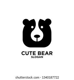 Cute black bear head logo icon designs vector illustration