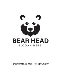 Cute black Bear Head Logo Design Concept. Bear Head for Business. Bear Head Icon. Modern Design, Vector Illustration. Flat logos. Bear Head.