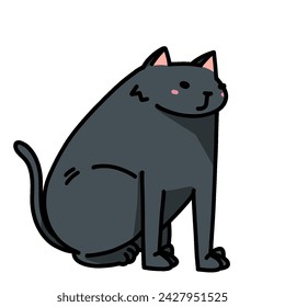 cute black big cat transparent background vector illustration	