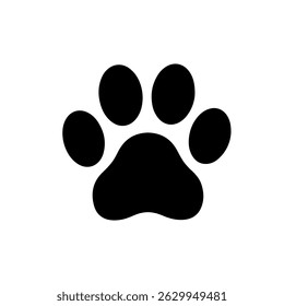 Cute Black Big Paw Print silhouette vector flat illustration design.