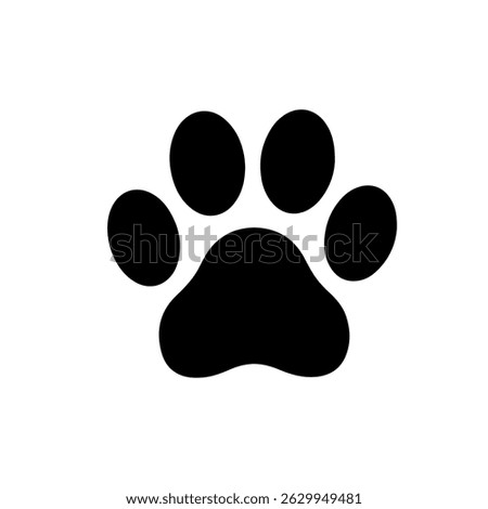 Cute Black Big Paw Print silhouette vector flat illustration design.