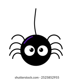 aranha mordida preto bonito pendurado em um fio de um vetor web desenho animado ilustração

