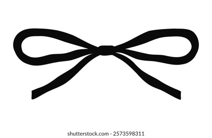 Cute black bow isolated on white background. Vector illustration of simple ribbon bow-knot in minimalist style