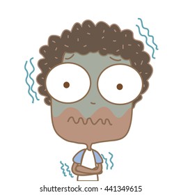 Cute black boy chill,fever on white background,illustration .