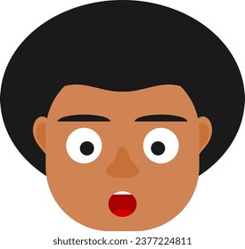 Cute black boy surprised. Black boy avatar. Black boy emoji.