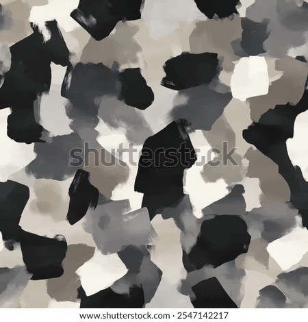 Cute black brush strokes on cream watercolor background seamless pattern with color brush strokes. watercolor background. Watercolor print in rustic vintage style, textile or wallpapers.