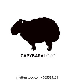 Cute black capybara on white background. Nice flat design of pretty animal for your company vector illustration