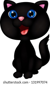 Cute black cat cartoon