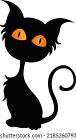 Cute black cat cartoon on white background