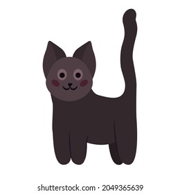 Cute Black Cat in cartoon style. Trendy  illustration  isolated on white. Halloween concept. Good for web  and print.