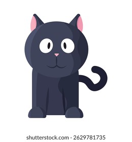 Cute black cat cartoon style. Vector illustration