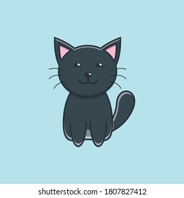 cute black cat cartoon vector illustration