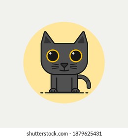 Cute black cat cartoon.Vektorgrafik.