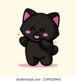 cute black cat is doing adorable pose