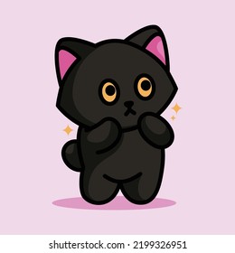 cute black cat is doing adorable pose