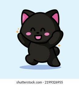cute black cat is doing adorable pose