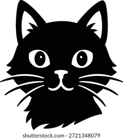 Silhueta de cara de gato preto bonito