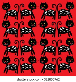 cute black cat and fish