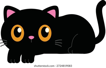 Lindo Gato Negro Totalmente relajante del cuerpo