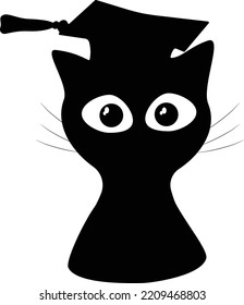Un lindo gato negro con un sombrero de graduación
