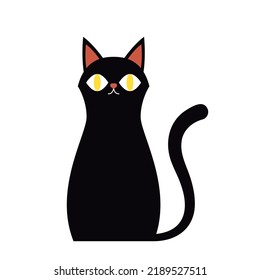 Cute black cat in Halloween day. black cat cartoon vector.