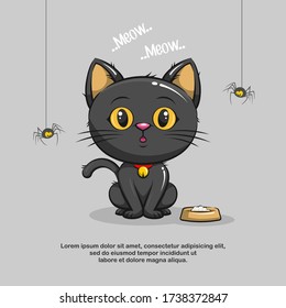 Cute Black Cat In Halloween Party