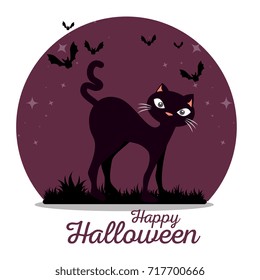 cute black cat happy halloween
