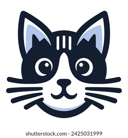 Cute black cat icon simple vector