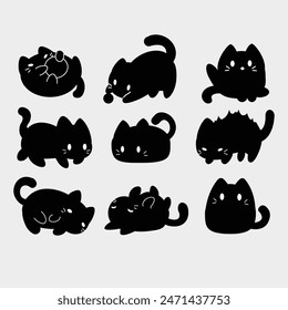 CUTE BLACK CAT ICONS SYMBOL SIGN 