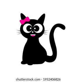 cute black cat illustration vector