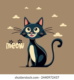 Ilustración del gato negro lindo, gato negro, gato lindo, vector de gato, vector de gatito, gatito lindo